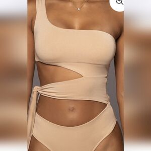 JLUXLABEL Tan Pull Me Closer One-Shoulder Top ♥️